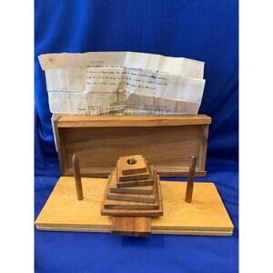 Vintage Thailand Wooden 3 Peg Pyramid Game